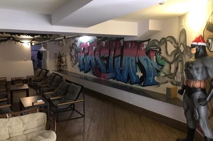 Loft with graffiti on the walls