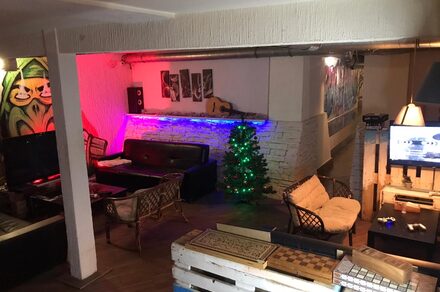 Loft with graffiti on the walls