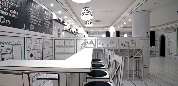 Лофт с черно-белом дизайном