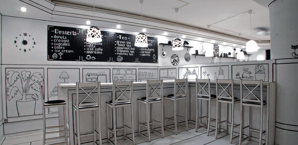 Лофт с черно-белом дизайном