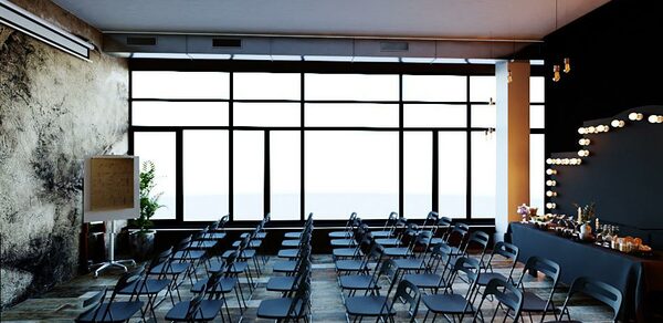 Apriori Photo Темный лофт с панорамными окнами