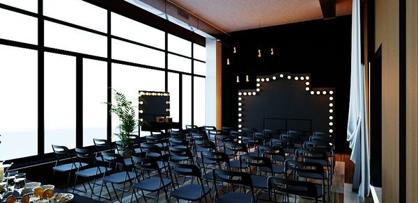 Apriori Photo Темный лофт с панорамными окнами