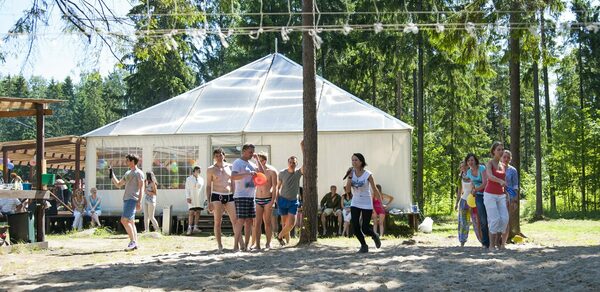 Large space with a tent in nature 