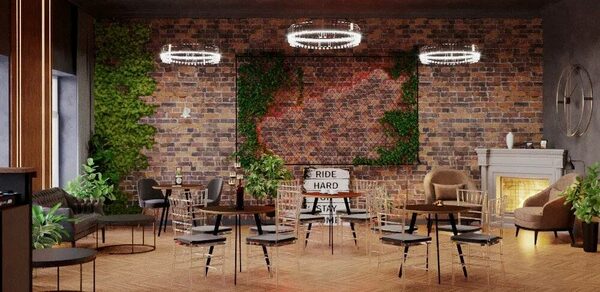 Панорамный лофт с камином