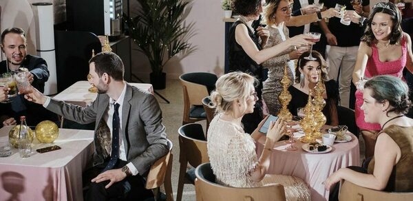 Стилизованный лофт в сине-розовых оттенках