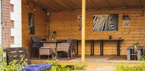 Просторный лофт с верандой и внутренним двориком