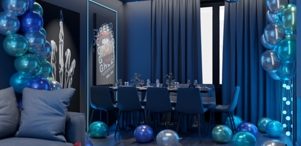 Детройт. Яркий лофт в синих тонах