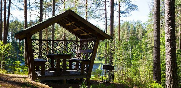 Беседки на берегу в парке «Greenvald»