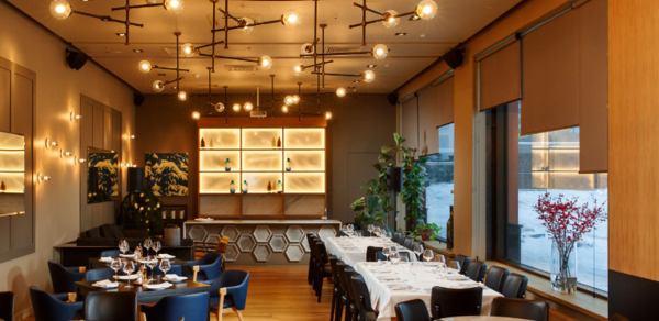 Grill Station. Стильный банкетный зал в ресторане 