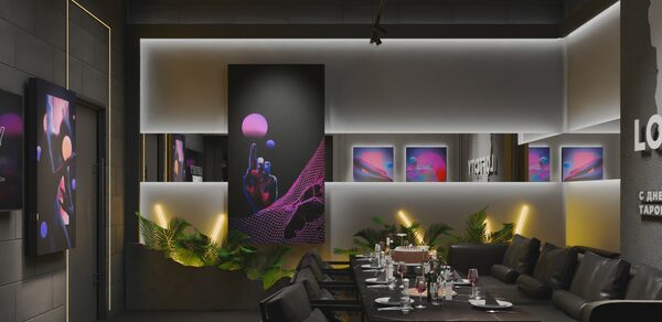 Лофт в темных тонах с авторским дизайном с верандой на крыше