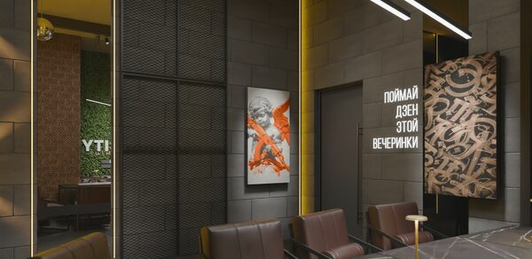 Дизайнерский лофт с кожаной мебелью 