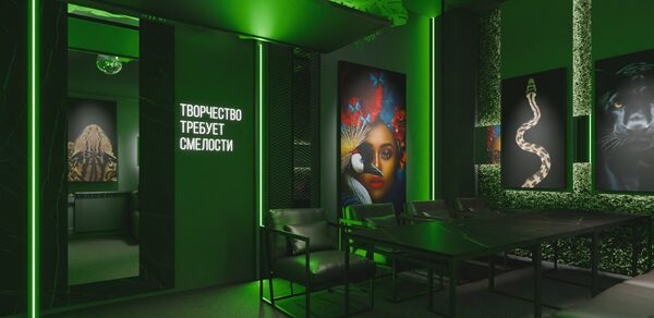 Лофт с элементами тропической природы с верандой на крыше