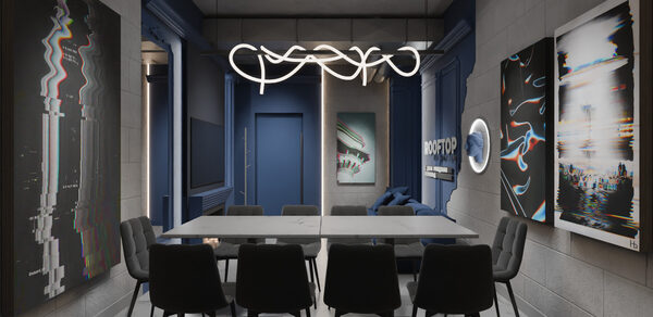 ИглуЛофт. Айсберг. Лофт-зал в глубоких синих тонах