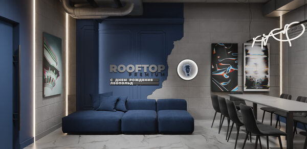 ИглуЛофт. Айсберг. Лофт-зал в глубоких синих тонах