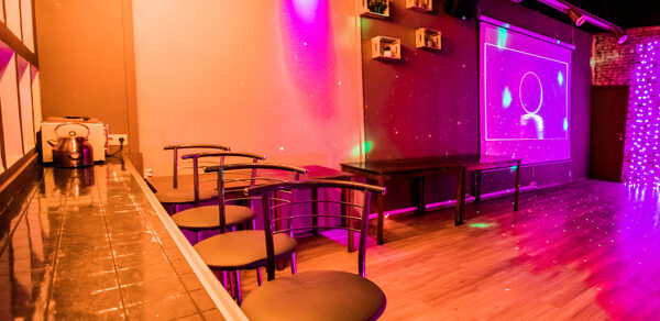 Стильный лофт с большим экраном и лазерной анимацией 