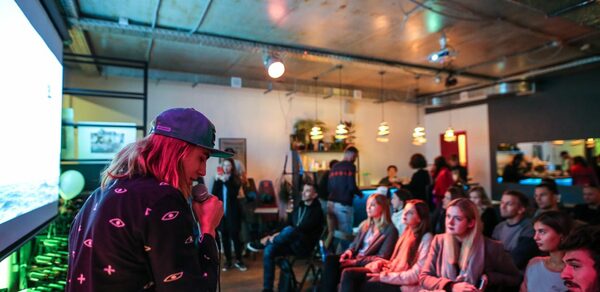 Loft with a small veranda on the Yauza