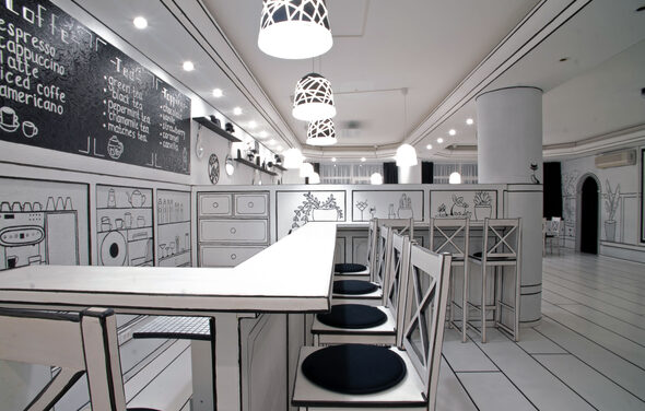 Лофт с черно-белом дизайном