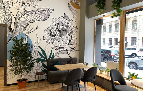 Кафе под закрытие с панорамными окнами