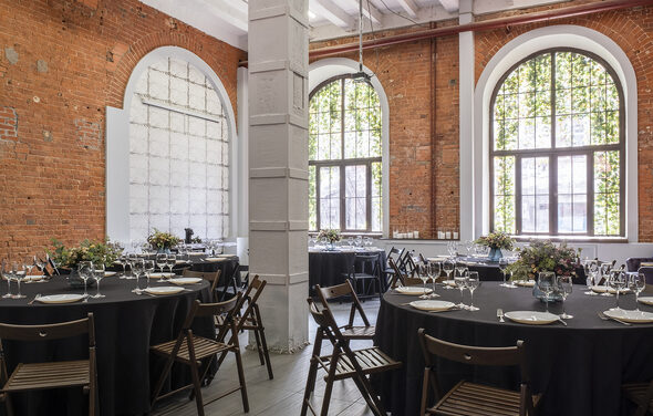 Brick loft with large windows