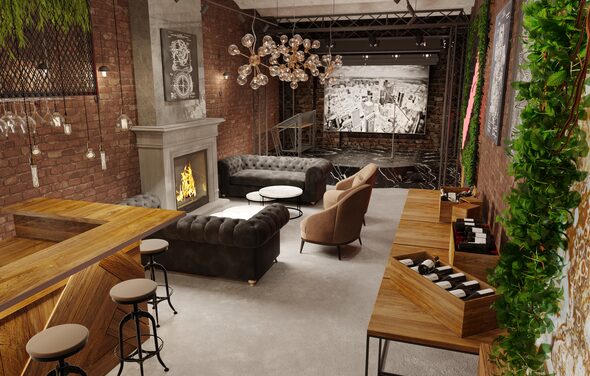 Designer loft with theater stage