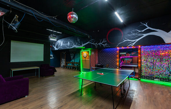 Лофт со светомузыкой и настольным теннисом