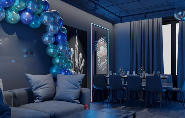 Детройт. Яркий лофт в синих тонах