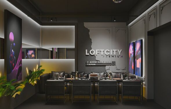 Лофт в темных тонах с авторским дизайном с верандой на крыше