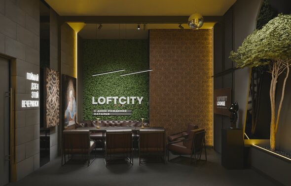 Дизайнерский лофт с кожаной мебелью 