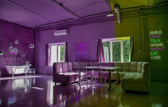 Двухцветный лофт в неоне