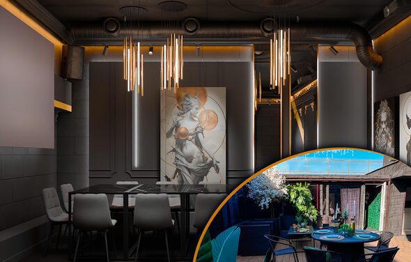 ИглуЛофт. Буржуй. Лофт-зал с черно-золотых тонах