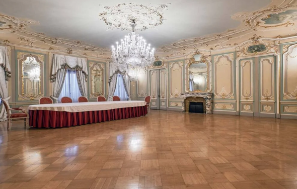 Светлый зал с камином для торжественных приемов