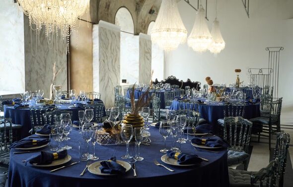 Spacious bright hall with large floor-to-ceiling windows