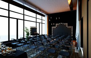 Apriori Photo Темный лофт с панорамными окнами