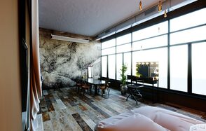 Apriori Photo Темный лофт с панорамными окнами