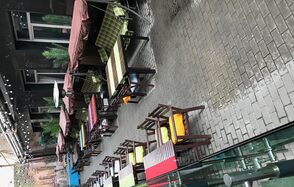 Closed cafe with a summer veranda