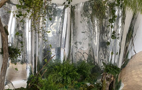 Bright room with a fireplace and high ceilings