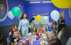 Hall in the cafe in the form of a spaceship