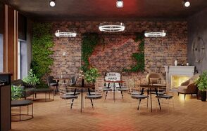 Панорамный лофт с камином