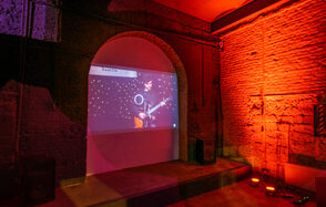 Designer loft with high ceilings