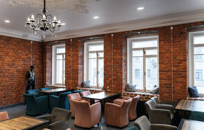 Loft with stucco and large windows