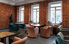 Loft with stucco and large windows
