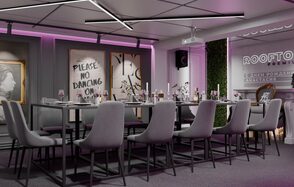 ИглуЛофт. Майами. Яркий лофт-зал с окнами на веранду 