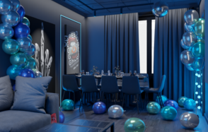 Детройт. Яркий лофт в синих тонах