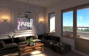 Светлый лофт с выходом на балкон