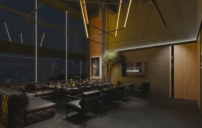 Дизайнерский лофт в темных тонах с верандой на крыше