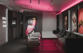 Серый лофт с камином с верандой на крыше