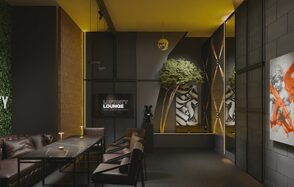 Дизайнерский лофт с кожаной мебелью 