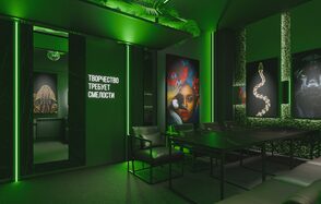 Лофт с элементами тропической природы с верандой на крыше