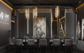 ИглуЛофт. Буржуй. Лофт-зал с черно-золотых тонах