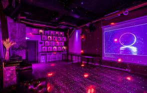 Стильный лофт с большим экраном и лазерной анимацией 